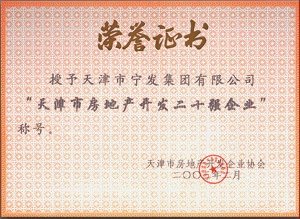 2003年天津市房地产开发二十强企业称号